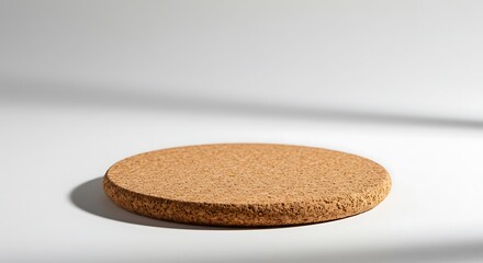 Round Cork Coaster, Natural Texture, Minimalist Design, Product Photography
