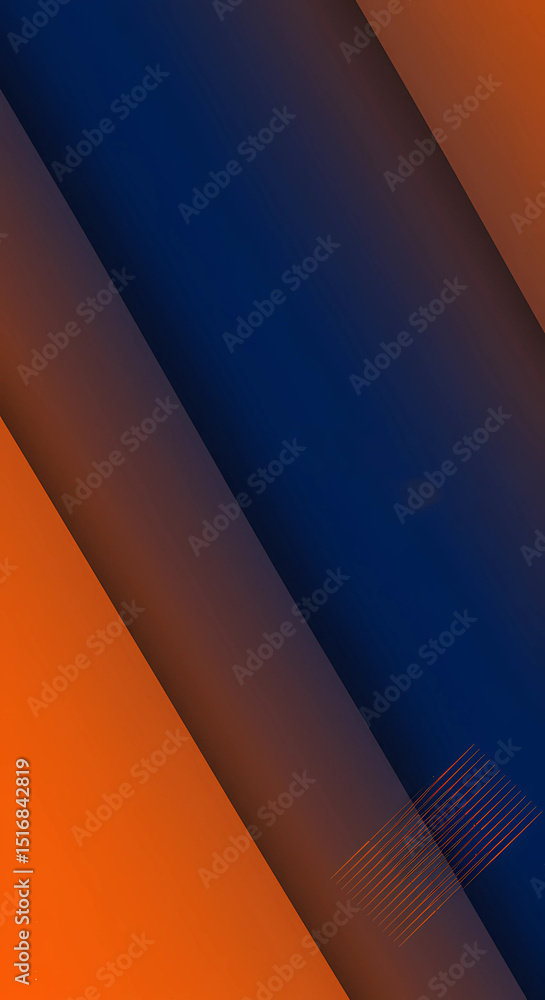 Poster dynamic abstract background with diagonal lines in shades of blue and orange creating a modern and f