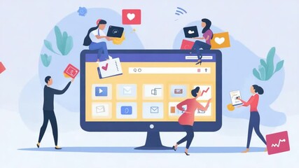 Diverse team collaborating on digital projects, showcasing teamwork and connectivity - Powered by Adobe