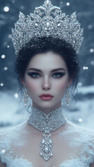 Portre of beautiful snowy queen