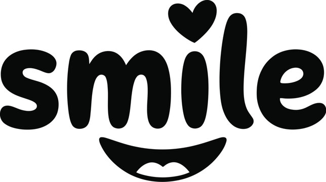 A stylized smile text logo with a heart replacing the i and a mouth below the word smile