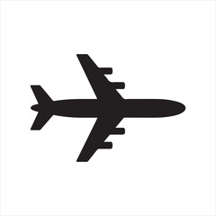 Obraz premium airplane icon silhouette vector on white background.