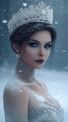 Portre of beautiful snowy queen