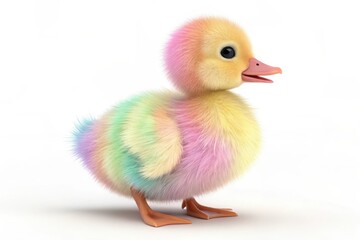 Adorable pastel rainbow colored baby duckling