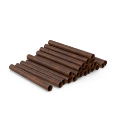 Stack of Rusty Metal Pipes isolated on transparent background