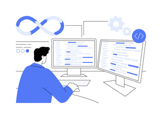 DevOps engineering isolated cartoon vector illustrations.