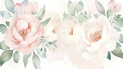 Elegant watercolor floral design with soft pink and white blossoms