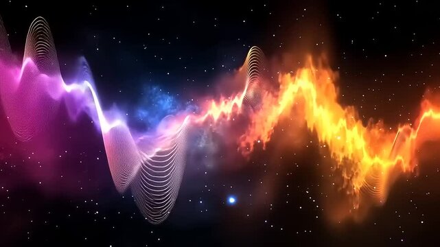 Colorful audio spectrum waveform in space background perfect for music visualization