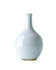 A minimalist white ceramic vase with a smooth, glossy surface sits elegantly against a clean, bright background, showcasing its simple yet refined design aesthetic.