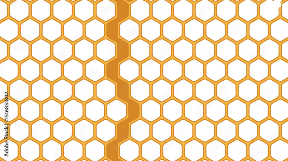 Poster honeycomb pattern with a vertical seam running through the middle of the design illustration