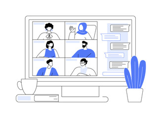Fototapeta na wymiar Videoconference chat isolated cartoon vector illustrations.