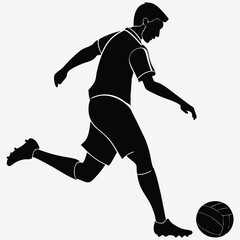 A soccer player mid-kick with stadium lights in background silhouette image vector art and illustration	