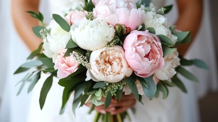 A stunning bouquet of peonies and greenery captures the essence of love and beauty, perfect for celebrations, special moments, or simply bringing joy into your life.