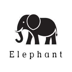 Obraz premium Minimal Silhouette Style Elephant Logo Vector Design for Branding