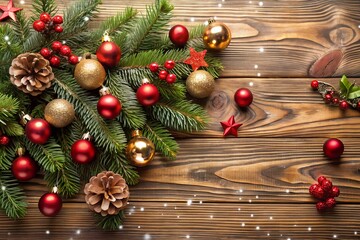 Christmas decoration on wooden background