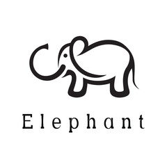 Obraz premium Minimal Silhouette Style Elephant Logo Vector Design for Branding