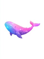 Fototapeta premium Colorful whale swimming through a cosmic galaxy in a whimsical digital art style
