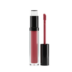 Ultra realistic UHD photo of a liquid matte lipstick tube, standalone on a plain transparent background with clear contours and no shadows, taken at a slightly high angle shot, concept for beauty