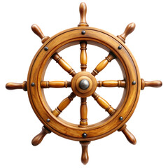 Vintage Wooden Ships Wheel A Nautical Artifact isolated on transparent baackground
