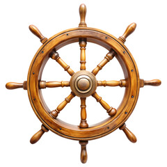 Classic Wooden Ships Wheel isolated on transparent baackground