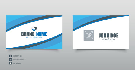 Modern Blue Business Card Template with QR Code. Perfect for corporate, personal, or creative professional use.
