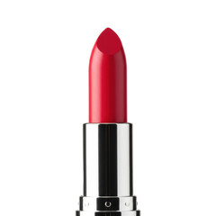 Ultra realistic UHD photo of a standalone satin lipstick bullet, slightly high angle shot, clear contours, on a plain transparent background with no shadows, commercial photoshoot concept