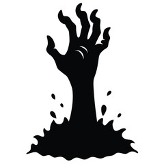 Obraz premium Silhouette of a creepy zombie hand rising from the earth for halloween