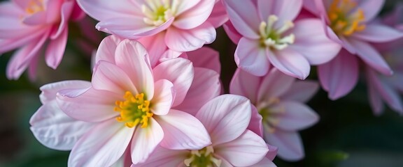 bunch of pink flowers with yellow centers