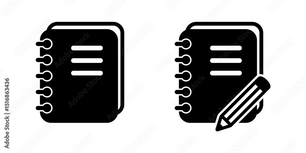 Poster notebook with pencil icon. notepad with pencil icon. notepad icon.