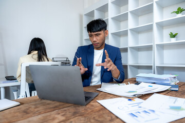 Fototapeta premium Business Meeting with Charts and Laptop