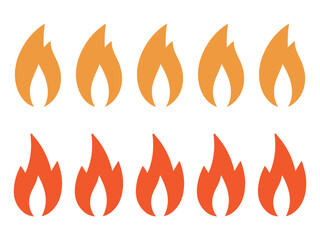 Set of flame icons in varying intensity levels.
