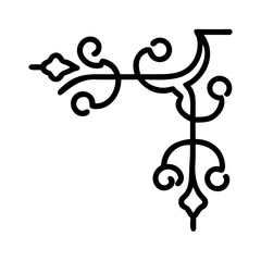 Elegant black decorative corner vignette with intricate design, icon, vector  