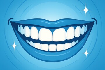 Naklejka premium Bright Smile Illustration on Blue Background with Sparkles