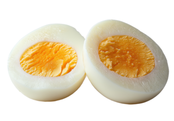 Boiled egg halves isolated on transparent background. PNG