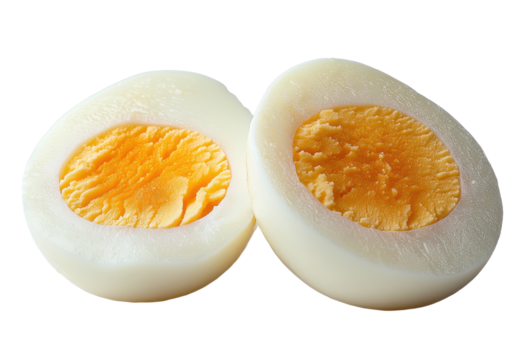 Boiled egg halves isolated on transparent background. PNG