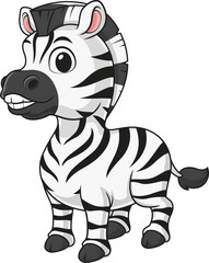 Cartoon little zebra looking adorable vector illustration