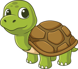 Cartoon little turtle looking adorable vector illustration
