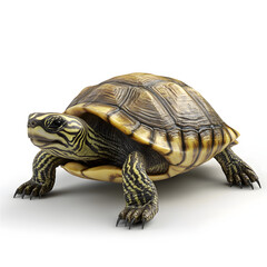Fototapeta premium Turtle's Calm Stance: A detailed view of turtle's carapace pattern, capturing every detail and textures, bringing out a sense of timelessness and tranquility.