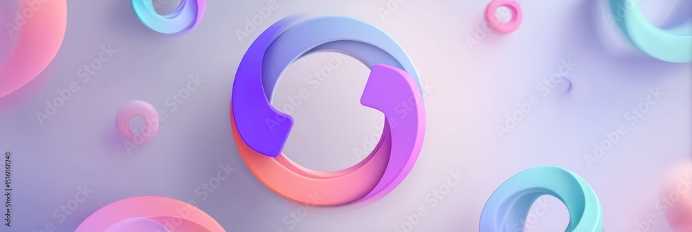 Aufkleber looped refresh icon illustration with soft colors spinning endlessly in a vibrant design composition