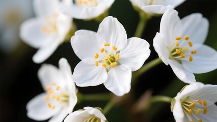 Beautiful White Flowers Displaying Their Golden Pollen in Springtime