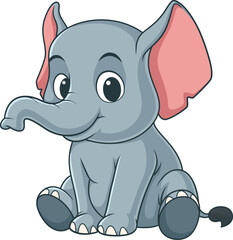 Cartoon little elephant looking adorable vector illustration