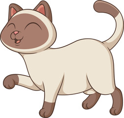 Cartoon cute cat walking gracefully vector illustration