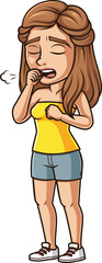 Cartoon woman with intense cough vector illustration