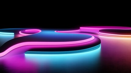 Abstract neon platform stage