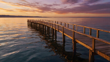 Obraz premium wooden piersunset glowgolden hour