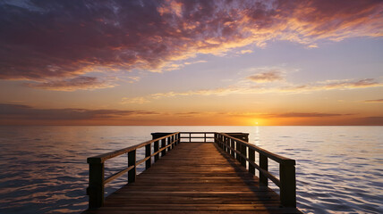 Fototapeta premium wooden piersunset glowgolden hour