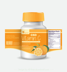 Pills & Vitamins Bottle Packaging Template (