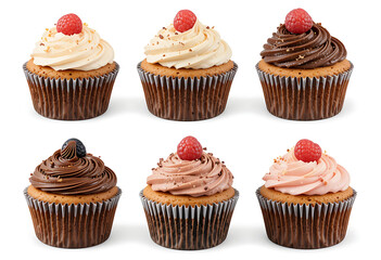 Set of cupcakes Isolated on White Background