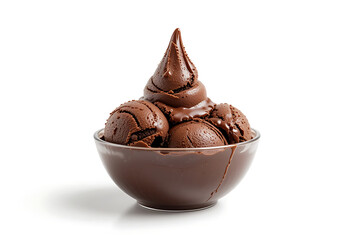 Chocolate ice cream Isolated on White Background