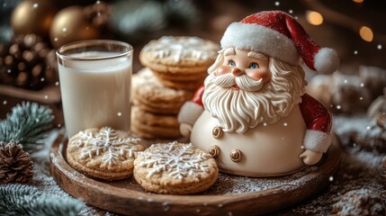 Festive Christmas cookies and milk scene